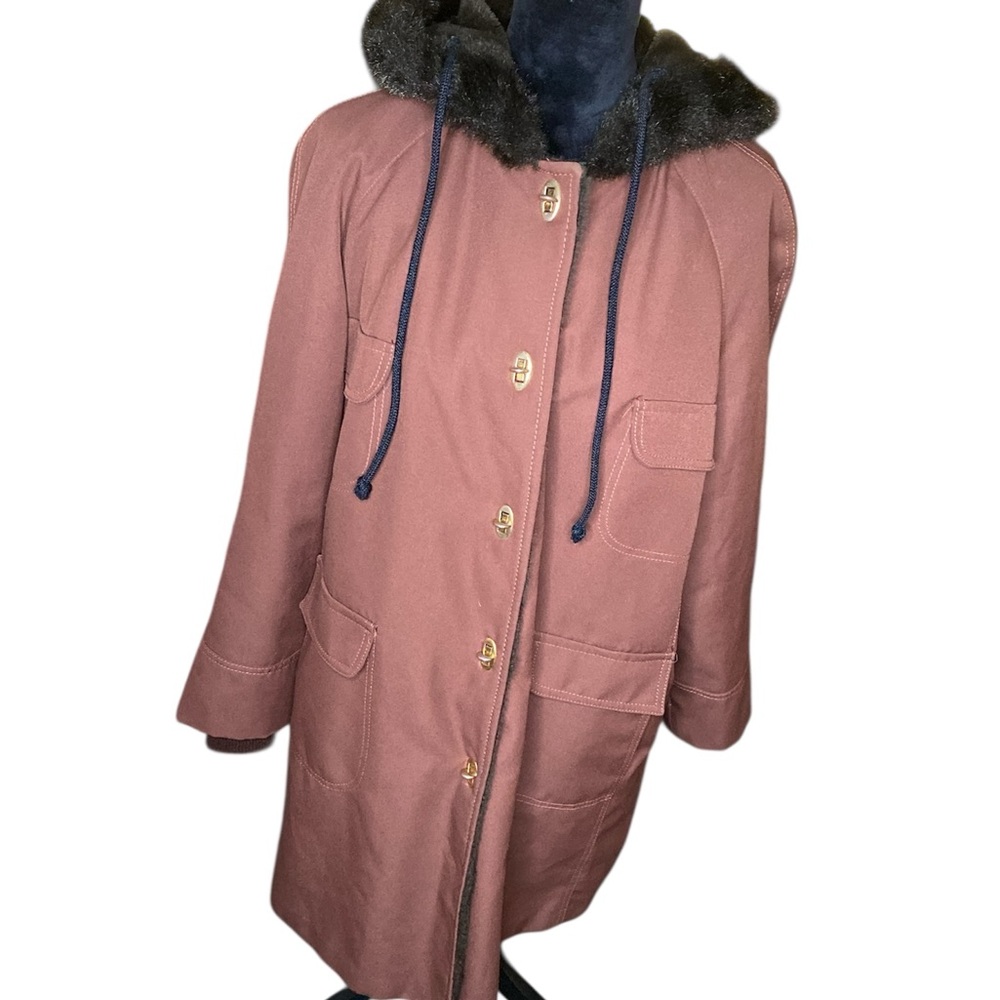 Women's Vintage 70s utility  Jacket with Faux Fur Hood